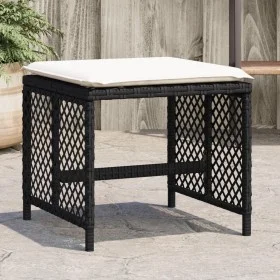 Taburetes de jardín con cojines 4 uds ratán PE negro 41x41x36cm von , Hocker für den Außenbereich - Ref: Foro24-365048, Preis...