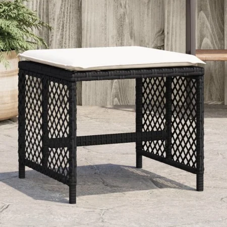 Taburetes de jardín con cojines 4 uds ratán PE negro 41x41x36cm von , Hocker für den Außenbereich - Ref: Foro24-365048, Preis...