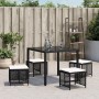 Taburetes de jardín con cojines 4 uds ratán PE negro 41x41x36cm by , Outdoor ottomans - Ref: Foro24-365048, Price: 97,54 €, D...