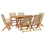 Set de comedor de jardín 7 pzas ratán PE madera maciza beige by , Garden sets - Ref: Foro24-3281708, Price: 542,47 €, Discoun...