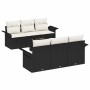 Conjunto de sofá de jardín 7 pcs Negro Poliratán