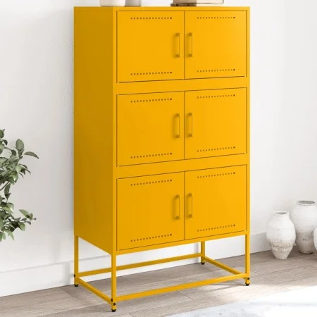 Aparador de acero amarillo mostaza 68,5x38,5x123,5 cm by , Sideboards - Ref: Foro24-846491, Price: 111,17 €, Discount: %