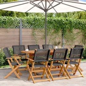 Faltbare Gartenstühle, 8 Stück, Massivholz und schwarzes PE-Rattan von , Gartenstühle - Ref: Foro24-3214558, Preis: 487,90 €,...
