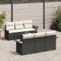 Conjunto de sofá de jardín 7 pcs Negro Poliratán