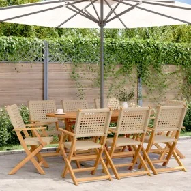 Faltbare Gartenstühle, 8 Stück, Massivholz und PE-Rattan in Beige. von , Gartenstühle - Ref: Foro24-3214564, Preis: 504,99 €,...