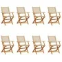 Sillas de jardín plegables 8 uds madera maciza y ratán PE beige by , Garden chairs - Ref: Foro24-3214564, Price: 504,99 €, Di...
