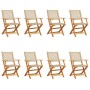 Sillas de jardín plegables 8 uds madera maciza y ratán PE beige by , Garden chairs - Ref: Foro24-3214564, Price: 513,81 €, Di...