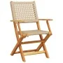 Sillas de jardín plegables 8 uds madera maciza y ratán PE beige by , Garden chairs - Ref: Foro24-3214564, Price: 504,99 €, Di...