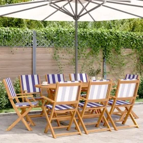 8 verstellbare Gartenstühle aus Massivholz mit blau-weißem Stoff. von , Gartenstühle - Ref: Foro24-3214591, Preis: 392,73 €, ...