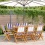 8 verstellbare Gartenstühle aus Massivholz mit blau-weißem Stoff. von , Gartenstühle - Ref: Foro24-3214591, Preis: 392,73 €, ...