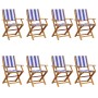 8 verstellbare Gartenstühle aus Massivholz mit blau-weißem Stoff. von , Gartenstühle - Ref: Foro24-3214591, Preis: 400,47 €, ...