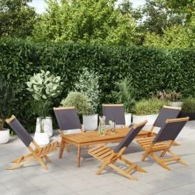 Faltbare Gartenstühle, 6 Stück, Massivholz und anthrazitfarbener Stoff von , Gartenstühle - Ref: Foro24-3214641, Preis: 314,6...