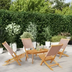 Faltbare Gartenstühle, 4 Stück, Massivholz und taupefarbener Stoff von , Gartenstühle - Ref: Foro24-3214643, Preis: 206,85 €,...