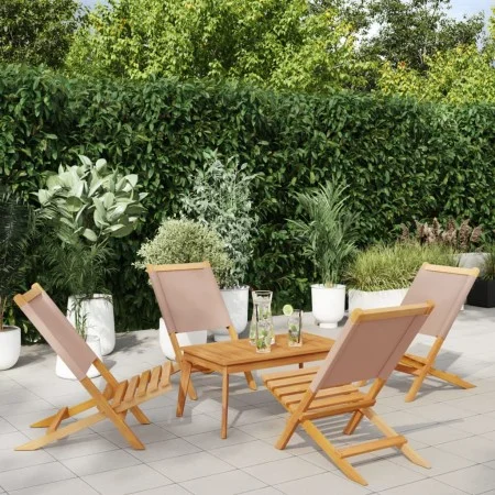 Faltbare Gartenstühle, 4 Stück, Massivholz und taupefarbener Stoff von , Gartenstühle - Ref: Foro24-3214643, Preis: 206,81 €,...