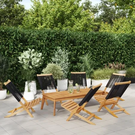 6 verstellbare Gartenstühle aus massivem Akazienholz in Schwarz von , Gartenstühle - Ref: Foro24-3214629, Preis: 313,68 €, Ra...