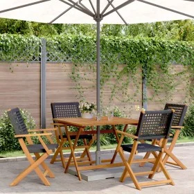 Set de comedor de jardín 5 pzas ratán PE madera maciza negro by , Garden sets - Ref: Foro24-3281826, Price: 341,57 €, Discoun...