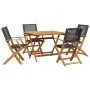Set de comedor de jardín 5 pzas ratán PE madera maciza negro de , Conjuntos de jardín - Ref: Foro24-3281826, Precio: 347,31 €...