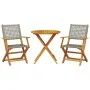 3-teiliges Bistro-Set aus grauem PE-Rattan und Massivholz von , Gartensets - Ref: Foro24-3281851, Preis: 192,11 €, Rabatt: %