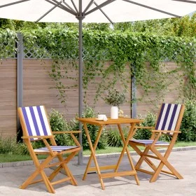 Juego de bistro de 3 piezas tela y madera maciza azul y blanco by , Garden sets - Ref: Foro24-3281813, Price: 160,49 €, Disco...