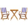 Juego de bistro de 3 piezas tela y madera maciza azul y blanco de , Conjuntos de jardín - Ref: Foro24-3281813, Precio: 152,50...