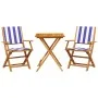Juego de bistro de 3 piezas tela y madera maciza azul y blanco de , Conjuntos de jardín - Ref: Foro24-3281813, Precio: 160,49...