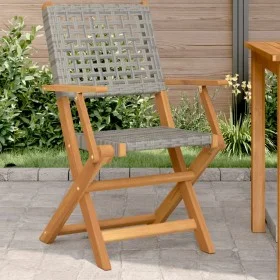 Gartenstühle 2 Stück Massivholz Akazie Rattan PE Grau von , Gartenstühle - Ref: Foro24-367664, Preis: 133,33 €, Rabatt: %