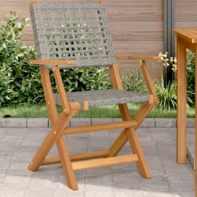 Sillas de jardín 2 uds madera maciza de acacia ratán PE gris de , Sillas de jardín - Ref: Foro24-367664, Precio: 135,50 €, De...