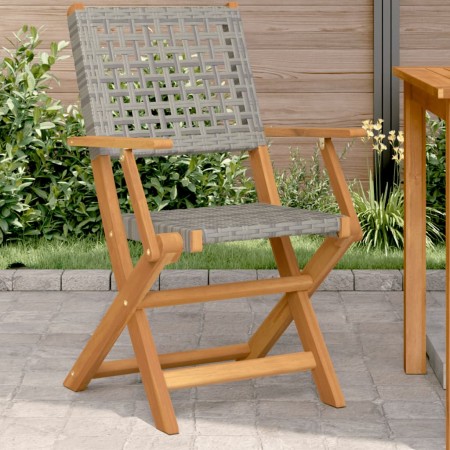 Sillas de jardín 2 uds madera maciza de acacia ratán PE gris by , Garden chairs - Ref: Foro24-367664, Price: 128,10 €, Discou...