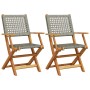 Sillas de jardín 2 uds madera maciza de acacia ratán PE gris by , Garden chairs - Ref: Foro24-367664, Price: 128,10 €, Discou...