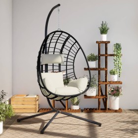 Hängender Eierstuhl mit Rattan- und Stahlgestell in Beige. von , Gartenwippen - Ref: Foro24-4007411, Preis: 304,23 €, Rabatt: %