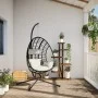 Silla colgante huevo con soporte ratán y acero beige by , Garden rockers - Ref: Foro24-4007411, Price: 298,68 €, Discount: %