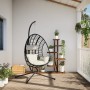 Silla colgante huevo con soporte ratán y acero beige by , Garden rockers - Ref: Foro24-4007411, Price: 304,23 €, Discount: %