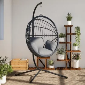 Soporte de silla colgante huevo acero negro by , Garden rockers - Ref: Foro24-4007413, Price: 120,00 €, Discount: %