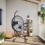 Hängender Eierstuhl mit Rattan- und Stahlgrauunterstützung. von , Gartenwippen - Ref: Foro24-4007407, Preis: 239,45 €, Rabatt: %