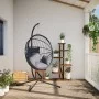 Silla colgante huevo con soporte ratán y acero gris by , Garden rockers - Ref: Foro24-4007407, Price: 220,10 €, Discount: %