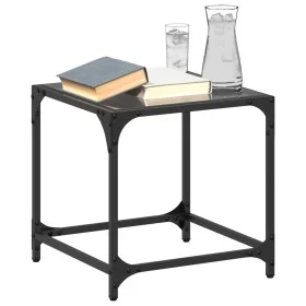 Black glass and steel coffee table 40x40x40 cm by , Coffee table - Ref: Foro24-845960, Price: 31,48 €, Discount: %