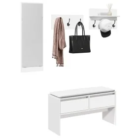 Set de muebles de recibidor 4 pzas madera de ingeniería blanco by , Benches for halls and storage - Ref: Foro24-847919, Price...