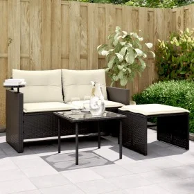 Set de sofás de jardín con cojines 3 pzas ratán sintético negro by , Outdoor sofas - Ref: Foro24-365457, Price: 214,64 €, Dis...