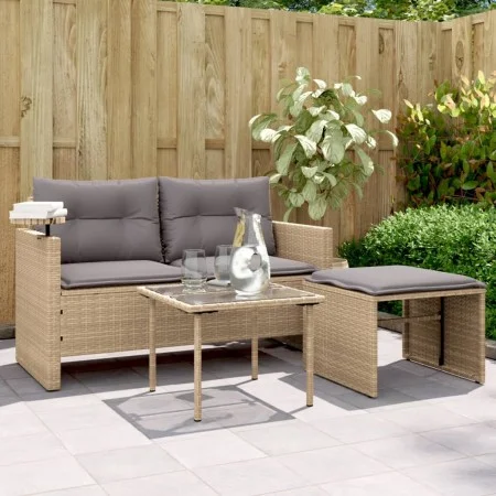 Juego de sofás de jardín con cojines beige 3 pzas ratán PE by , Outdoor sofas - Ref: Foro24-365462, Price: 218,55 €, Discount: %