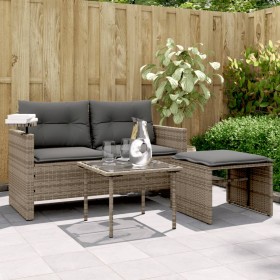 Gartensofa-Set 3-teilig mit grauen Kissen aus synthetischem Rattan von , Outdoor-Sofas - Ref: Foro24-365460, Preis: 213,54 €,...