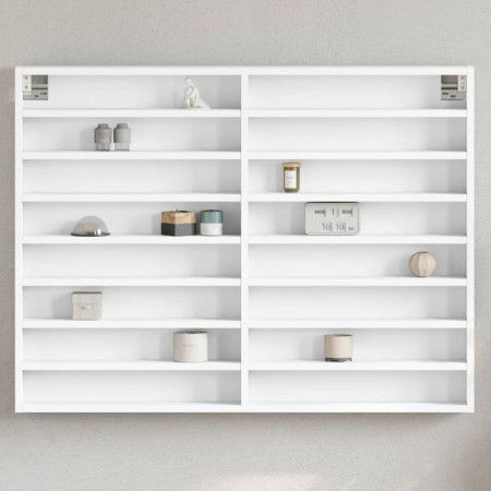 Vitrina de madera ingeniería blanca 100x8,5x75 cm by , Shelves and shelves - Ref: Foro24-847933, Price: 71,11 €, Discount: %