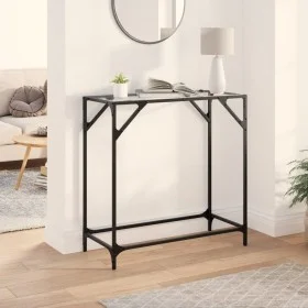Mesa consola superficie vidrio transparente acero 80x35x81 cm by , console tables - Ref: Foro24-846018, Price: 38,39 €, Disco...