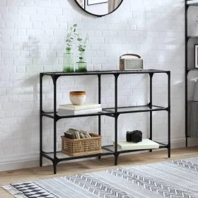 Mesa consola superficie vidrio transparente acero 118,5x30x81cm by , console tables - Ref: Foro24-846030, Price: 74,19 €, Dis...