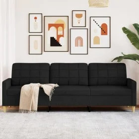 Sofá de 3 plazas de tela negro 210 cm by , Sofas - Ref: Foro24-4007418, Price: 300,61 €, Discount: %