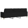 Dreisitziges schwarzes Stoffsofa, 210 cm. von , Sofas - Ref: Foro24-4007418, Preis: 300,61 €, Rabatt: %