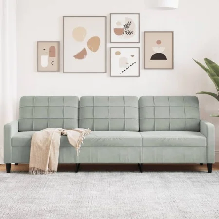 Dreisitzer-Sofa aus hellgrauem Samt, 210 cm von , Sofas - Ref: Foro24-4007644, Preis: 273,87 €, Rabatt: %