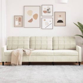 Sofá de 3 plazas terciopelo color crema 210 cm by , Sofas - Ref: Foro24-4007652, Price: 318,01 €, Discount: %