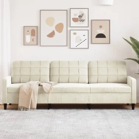 Sofá de 3 plazas terciopelo color crema 210 cm by , Sofas - Ref: Foro24-4007652, Price: 312,47 €, Discount: %