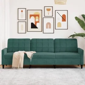 Dreisitzer-Sofa aus dunkelgrünem Samt, 210 cm von , Sofas - Ref: Foro24-4007646, Preis: 328,95 €, Rabatt: %