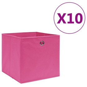 Cajas de almacenaje 10 uds tela no tejida rosa 28x28x28 cm